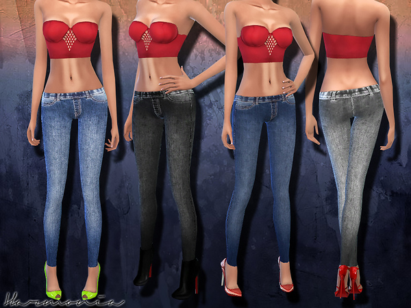 Sims 4 Low Rise Rhythm Jeans Leggings by Harmonia at TSR