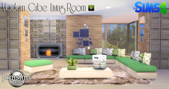 Sims 4 Modern cube livingroom at Jomsims Creations