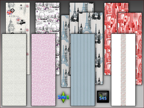 Sims 4 4 wall sets for teen rooms by Mabra at Arte Della Vita