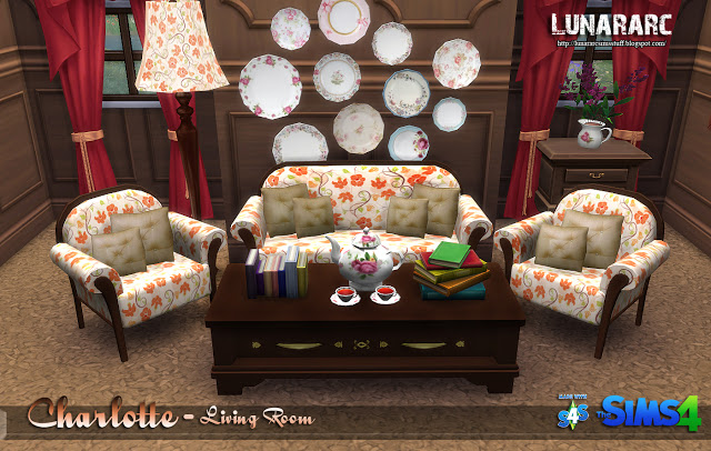 Sims 4 Charlotte Living Room Set at Lunararc