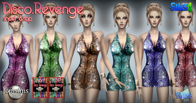 Sims 4 Disco revenge top & short + Sadia dress at Jomsims Creations