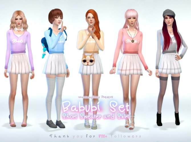 Sims 4 Babubi set sweater and skirt at manuea Pinny