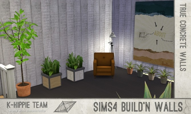 Sims 4 7 concrete and cement walls volume 1 at K hippie