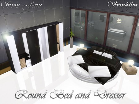 Round bed and Dresser by Sim4fun at Sims Fans