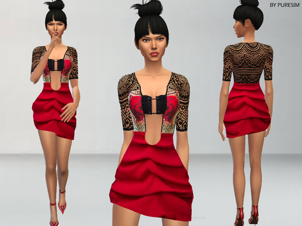 Sims 4 Rose Dress by Puresim at TSR