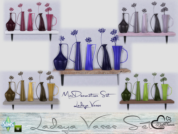 Sims 4 Ladeya Vases Miniset by BuffSumm at TSR