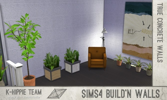 Sims 4 7 concrete and cement walls volume 1 at K hippie