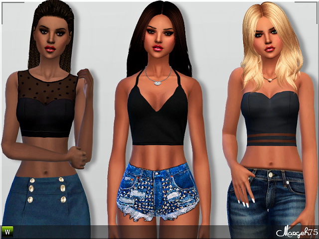 Sims 4 Various Black Tops by Margie at Sims Addictions