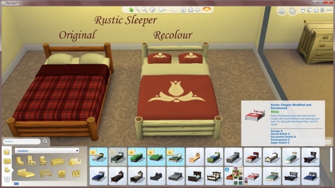 Sims 4 Rustic Sleeper Modified and Recoloured by Simmiller at Mod The Sims