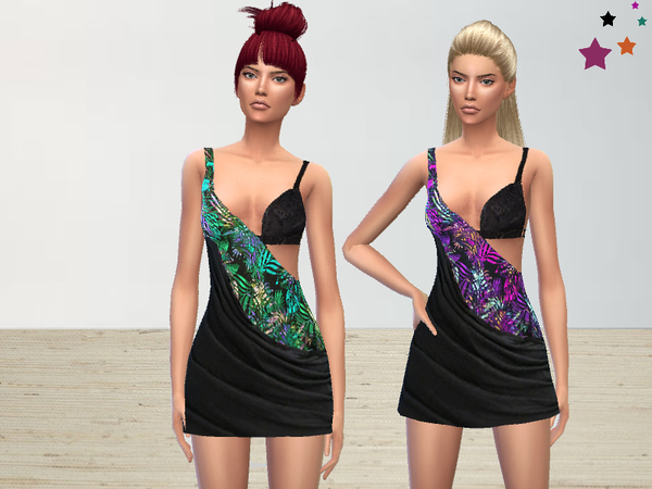 Sims 4 Tropical Dress by Puresim at TSR