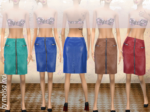 Sims 4 Leather Zip Pencil Skirt by melisa inci at TSR