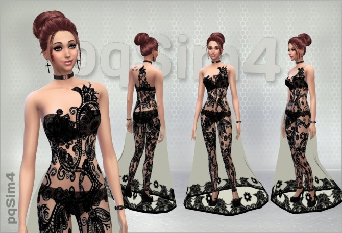 Sims 4 Tattoo Evening Gown at pqSims4