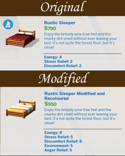 Sims 4 Rustic Sleeper Modified and Recoloured by Simmiller at Mod The Sims