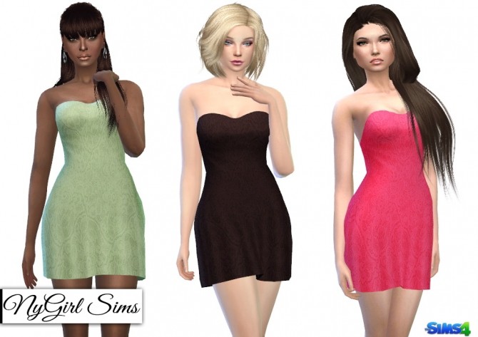 Sims 4 Strapless Lace Cocktail Dress at NyGirl Sims