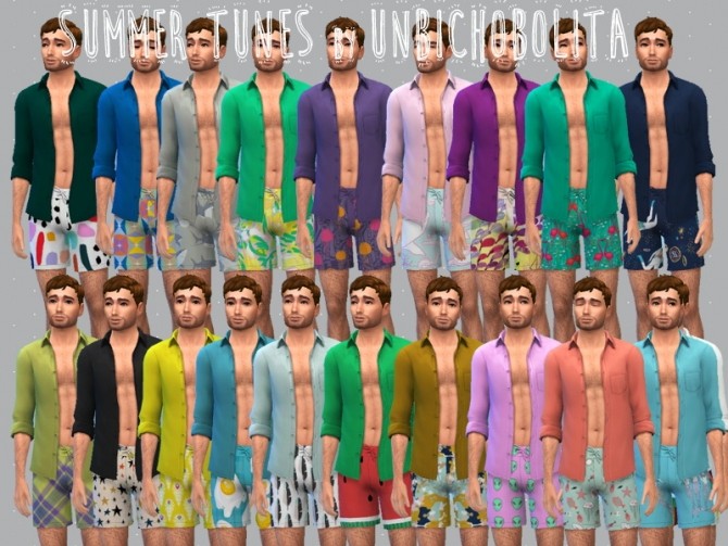 Male version of the Summer Tunes Collection at Un bichobolita » Sims 4 ...