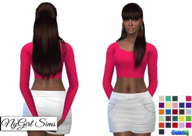 Sims 4 Fitted Scoop Neck Long Sleeve Crop Top at NyGirl Sims