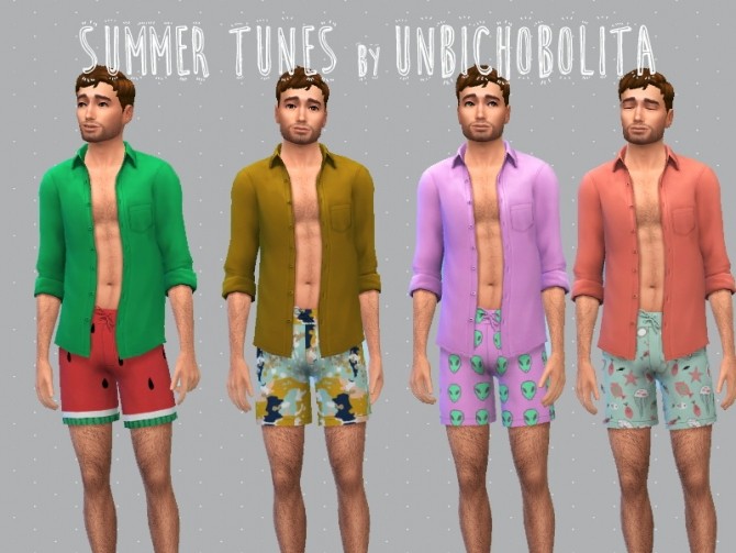 Sims 4 Male version of the Summer Tunes Collection at Un bichobolita