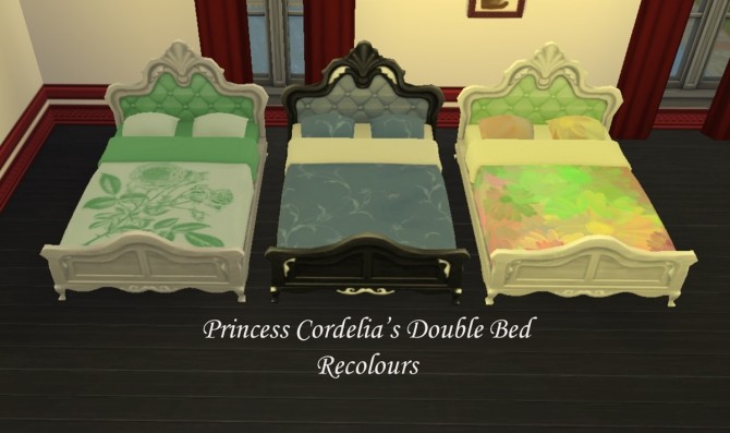 Sims 4 Princess Cordelias Double Bed edit by Simmiller at Mod The Sims