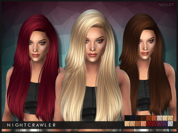 Sims 4 Violet hair by Nightcrawler at TSR