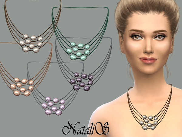 Sims 4 Multilayer freshwater pearl necklace by NataliS at TSR