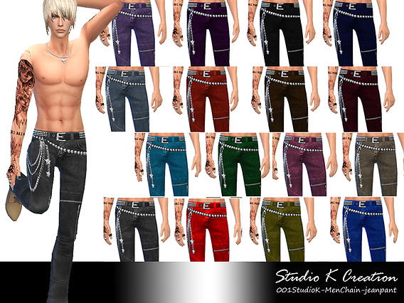 Sims 4 GIRUTO 2 scarf tee & chain jeans at Studio K Creation