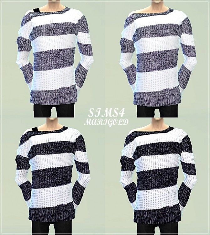 Sims 4 Off shoulder stripe sweater at Marigold