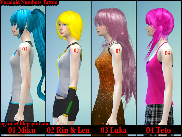 Sims 4 Vocaloid Numbers Tattoo at NG Sims3