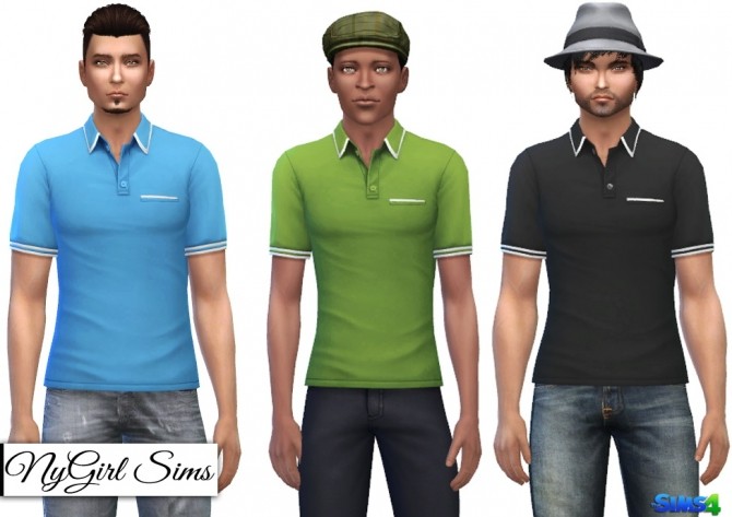 Sims 4 White Striped Polo V2 at NyGirl Sims