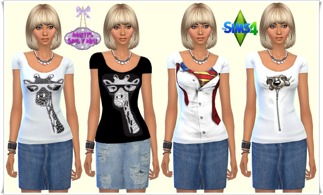 Sims 4 Jeans Skirt & Black White Shirts at Annett’s Sims 4 Welt