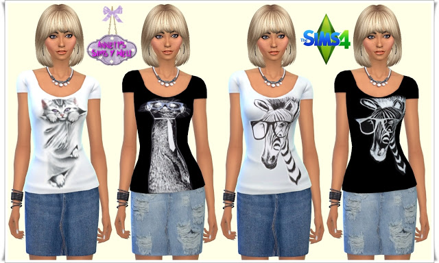 Sims 4 Jeans Skirt & Black White Shirts at Annett’s Sims 4 Welt