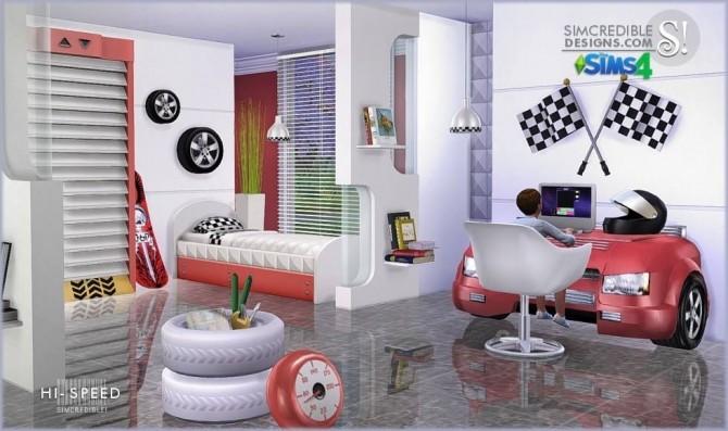 Sims 4 Hi Speed kids bedroom at SIMcredible! Designs 4