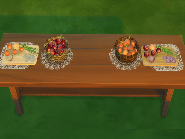 Sims 4 Autumn Table fruits and vegies at Sims Fans