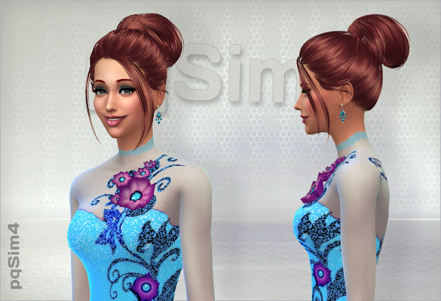 Sims 4 Long dress with flowers by Mary Jimenez at pqSims4