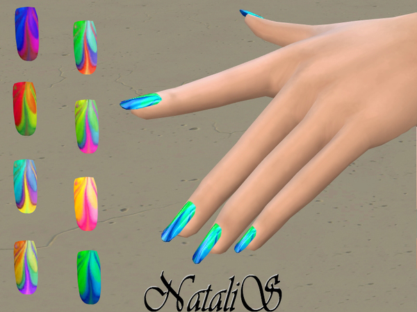 Sims 4 Watercolor marble nails by NataliS at TSR