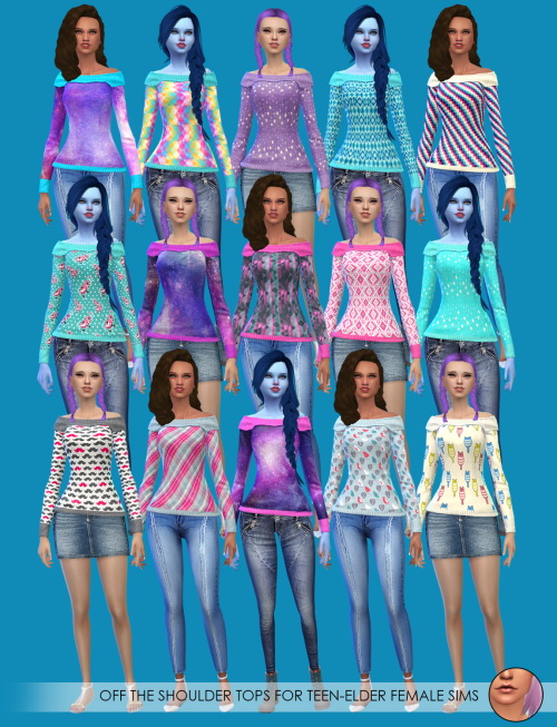 Sims 4 Toon tees & off shoulder tops at Erica Loves Sims