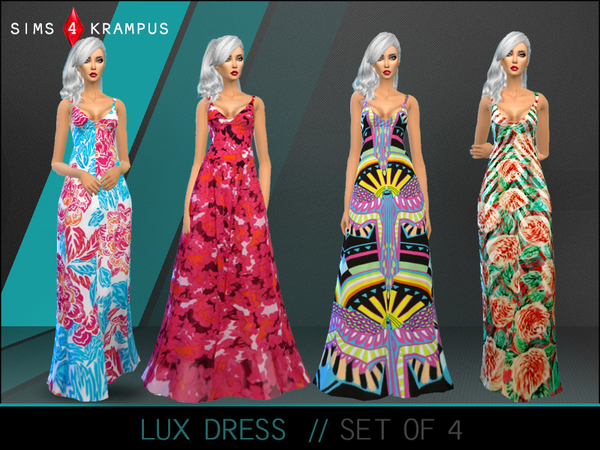 Sims 4 Lux Dress Set of 4 by SIms4Krampus at TSR
