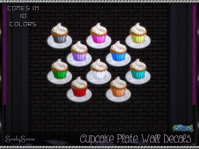 Sims 4 Cupcake Plate Wall Decals at SrslySims