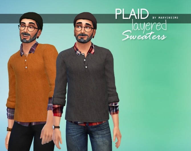 Sims 4 Plaid Layered Sweaters at Marvin Sims