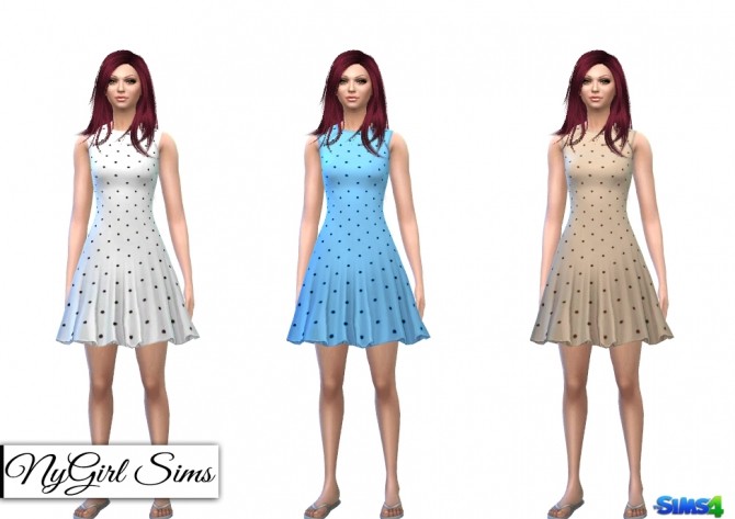Sims 4 Polka Dot Flare Dress at NyGirl Sims