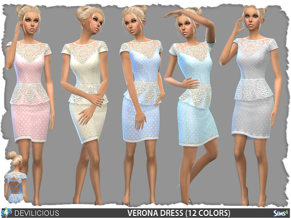 Sims 4 Verona Peplum Dress by Devilicious at TSR