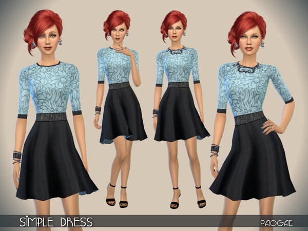 Sims 4 Simple Dress by Paogae at TSR