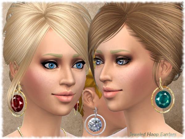Sims 4 Jeweled Hoop Earrings by alin2 at TSR