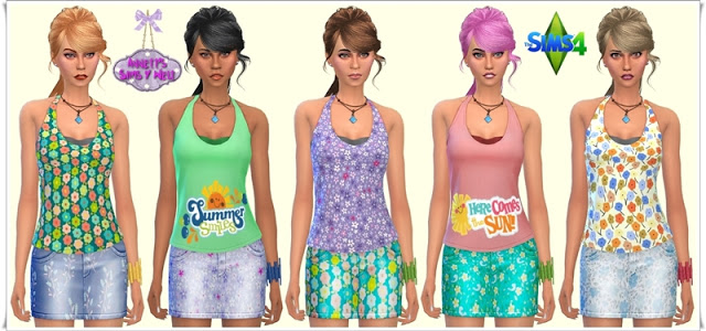 Sims 4 Summer Jeans Skirts & Tops at Annett’s Sims 4 Welt