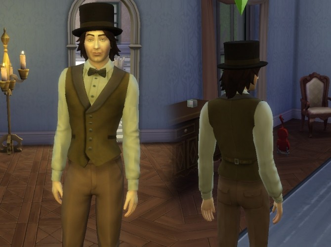Sims 4 Victorian Fashion for males (Hat + Vest) at My Stuff