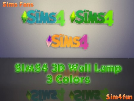 The Sims 4 3D Wall Lamp 3 colors by Sim4fun at Sims Fans