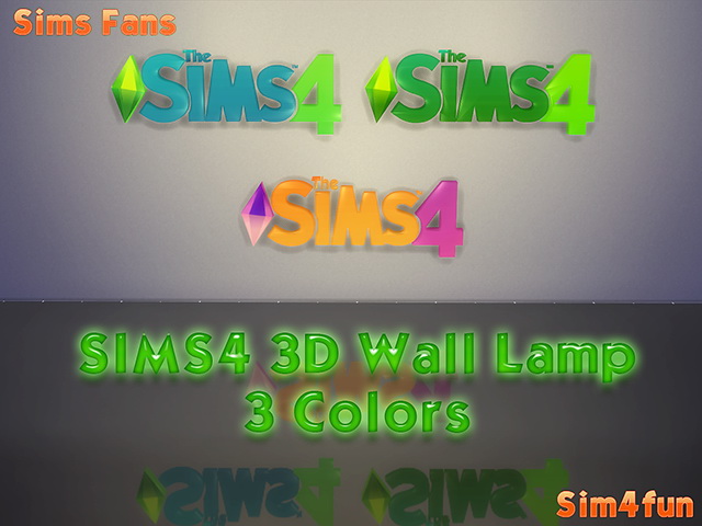 Sims 4 The Sims 4 3D Wall Lamp 3 colors by Sim4fun at Sims Fans