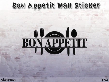 Bon Appetit Wall Sticker by Melinda at Sims Fans