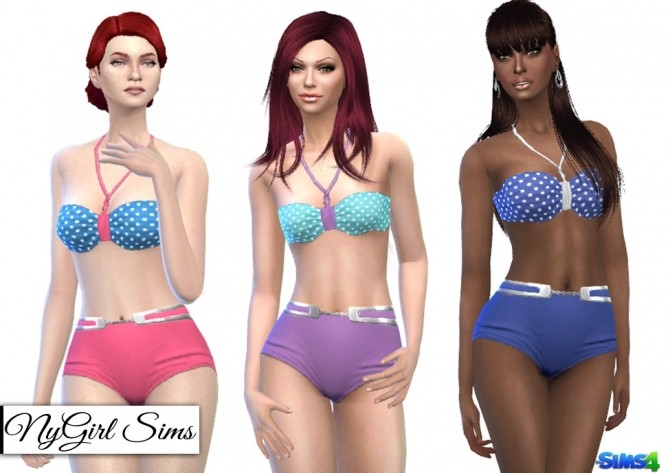 Sims 4 Retro Polka Dot Bikini with Chain Belt at NyGirl Sims