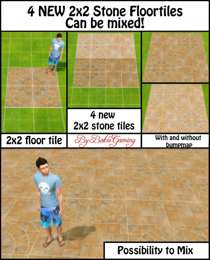 Sims 4 2x2 Stone Floor Tiles by Bakie at Mod The Sims