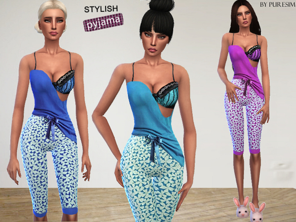 Sims 4 Stylish Pyjama by Puresim at TSR